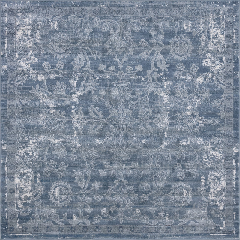Charters Towers Oriental Blue Area Rug, Square 7'10"