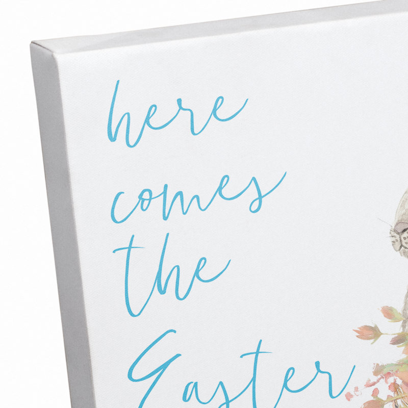 «Here Comes», reproduction de lapin de Pâques sur toile