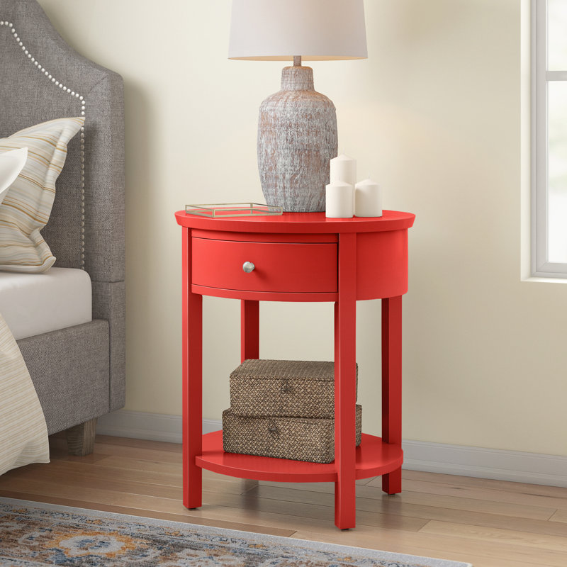 Zaheed End Table with Storage, Red