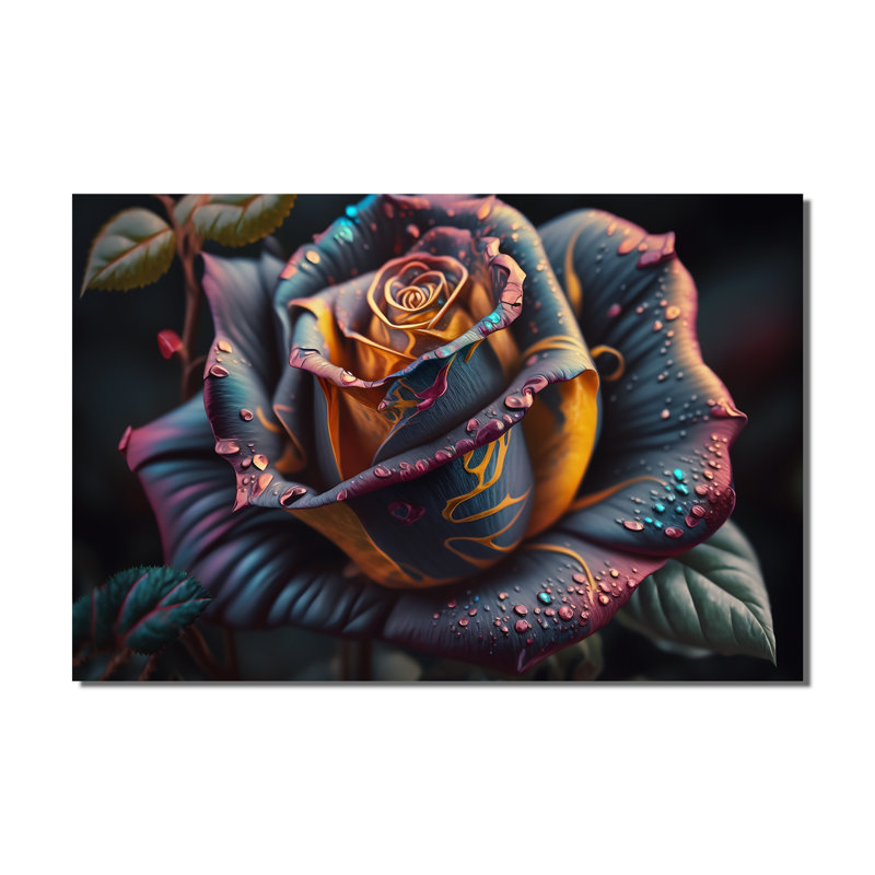 Art coloré sur toile, "Colorful rose I"