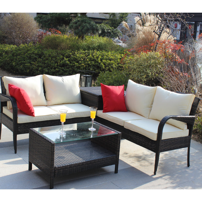 Canapé modulaire d'extérieur brun 4 pièces