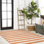 Hedva Two-Tone Wide Stripe Orange/Beige Indoor/Outdoor Rug-1348410506