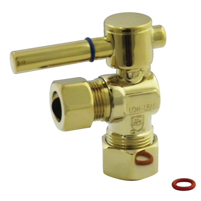 Kingston Brass Fauceture 5/8-Inch OD Comp x 1/2-Inch OD Comp Quarter-Turn Angle Stop Valve