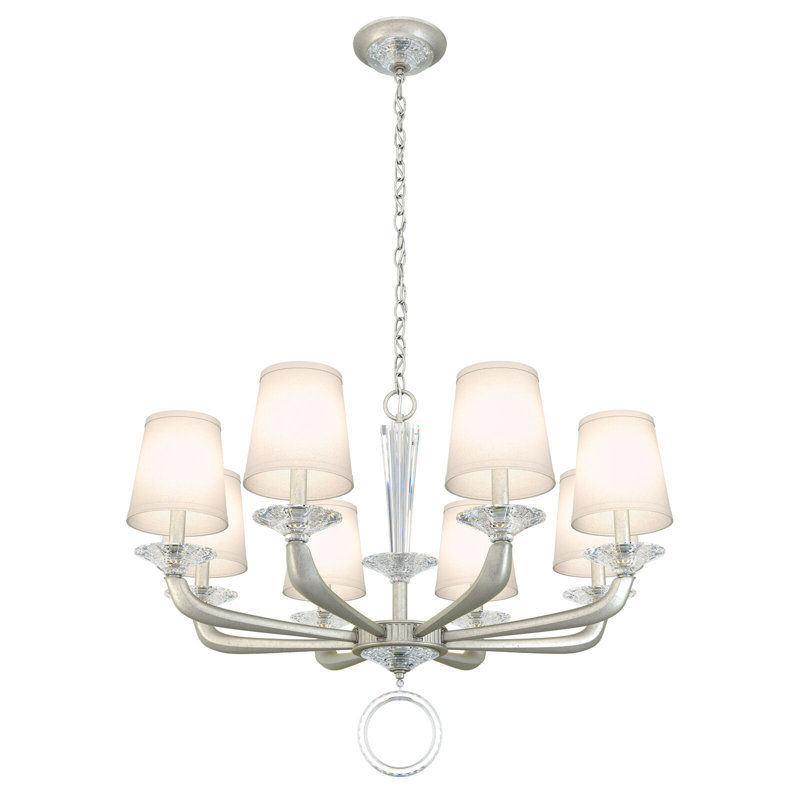 Emilea 8 - Light Glass Chandelier, Antique Silver