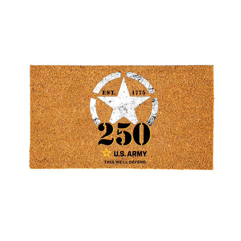 Tapis en fibre de coco avec logo couleur, 16 po x 28 po, US Army, 250th Anniversary