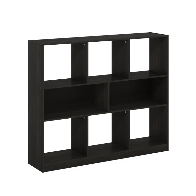 Natisha 8-Cube Horizontal 3 Tier Bookcase, Bookshelf, Storage Organizer, Brown, 39.37" H x 47.24" W x 10.94" D