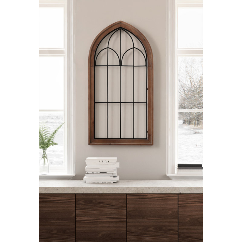 Farmhouse Abstract Wall Decor on Solid Wood, 36" H x 19" W x 1" D, Dark Brown