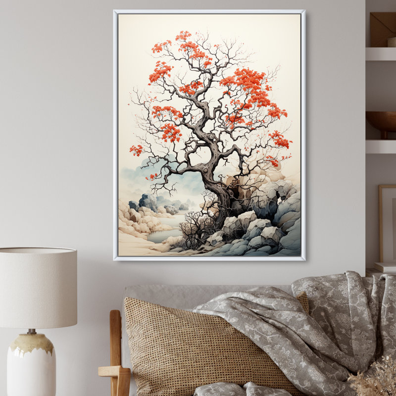 Lookebill Coral Tree Whimsical Whispers - Print on Canvas, H 44 po x l 34 po x P 1,5 po, Cadre flottant blanc