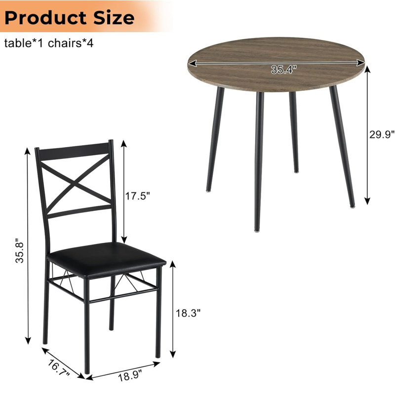 35,4 po Petite table de salle à manger ronde pour 4