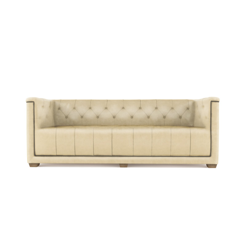 Hudson Tufted Sofa, Vintage Leather Oyster, Weathered