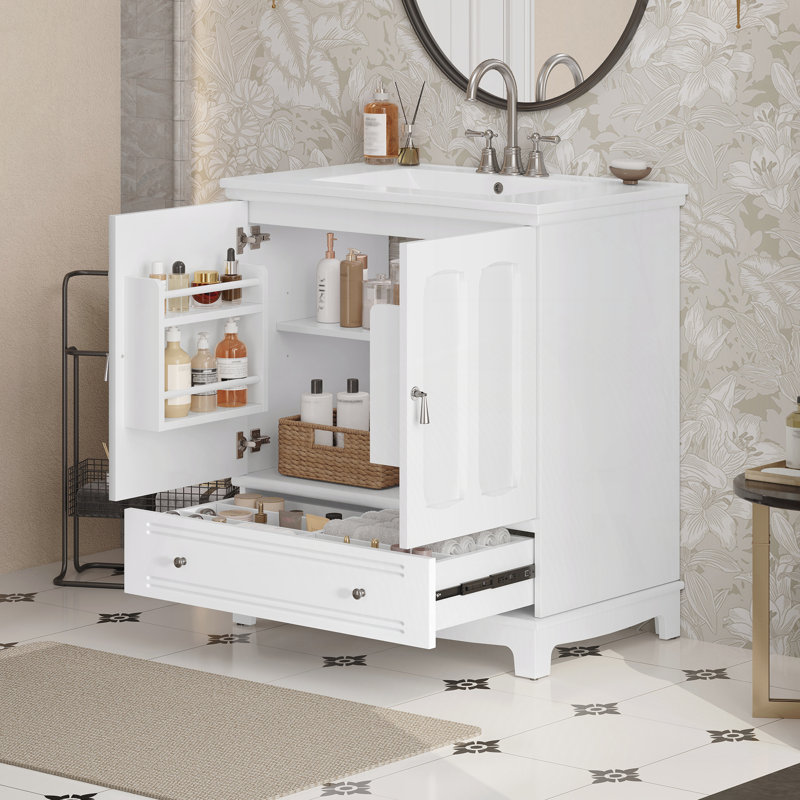 Meuble-lavabo 30 po avec lavabo en céramique, Blanc
