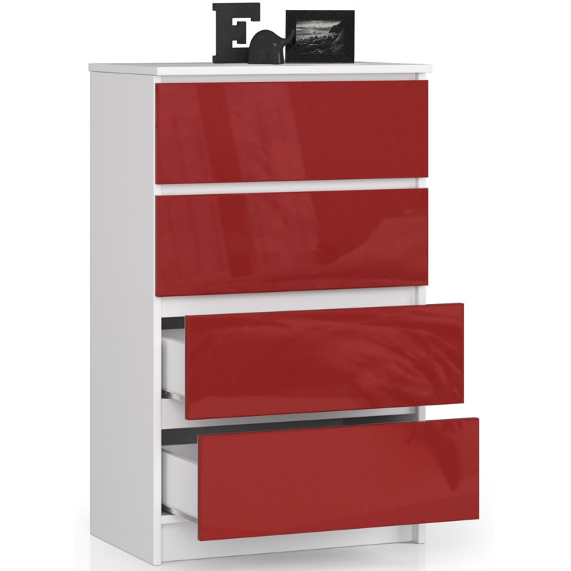 Eldrid 60cm W 4 - Drawer Chest of Drawers, Red Gloss