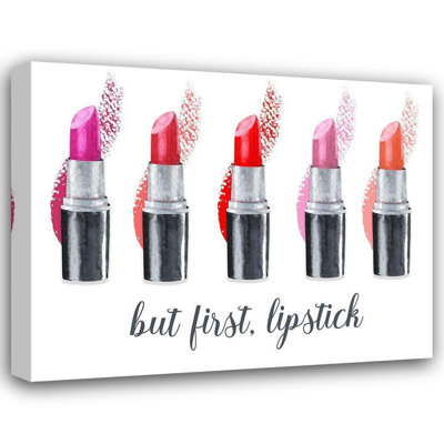 Trinx Jill, Susan Gallery Wrapped Canvas Art Titled: But First, Lipstick
