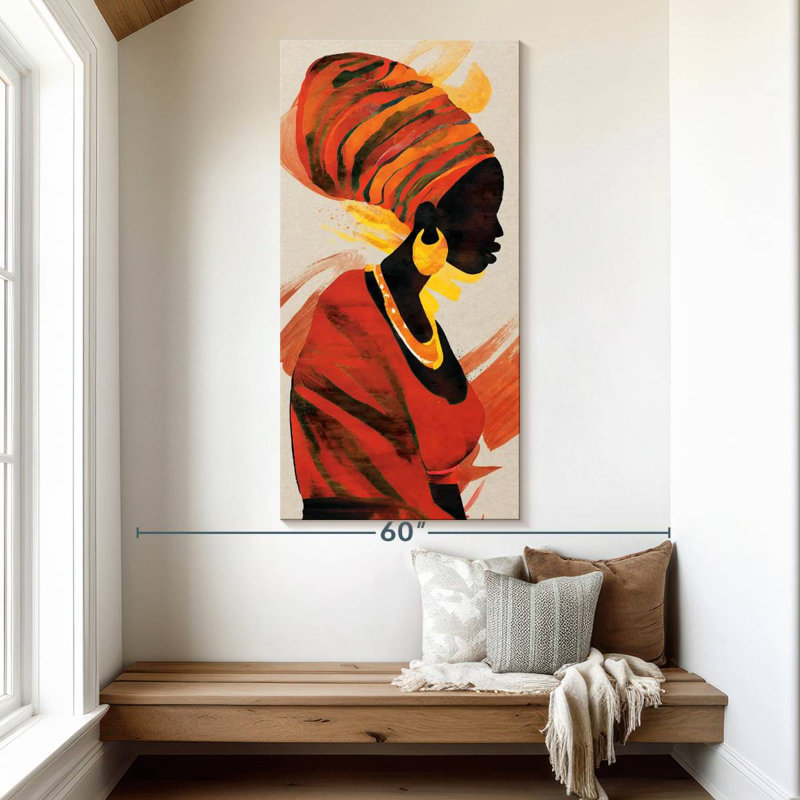 Femme en tenue africaine, H 54 po x l 27 po