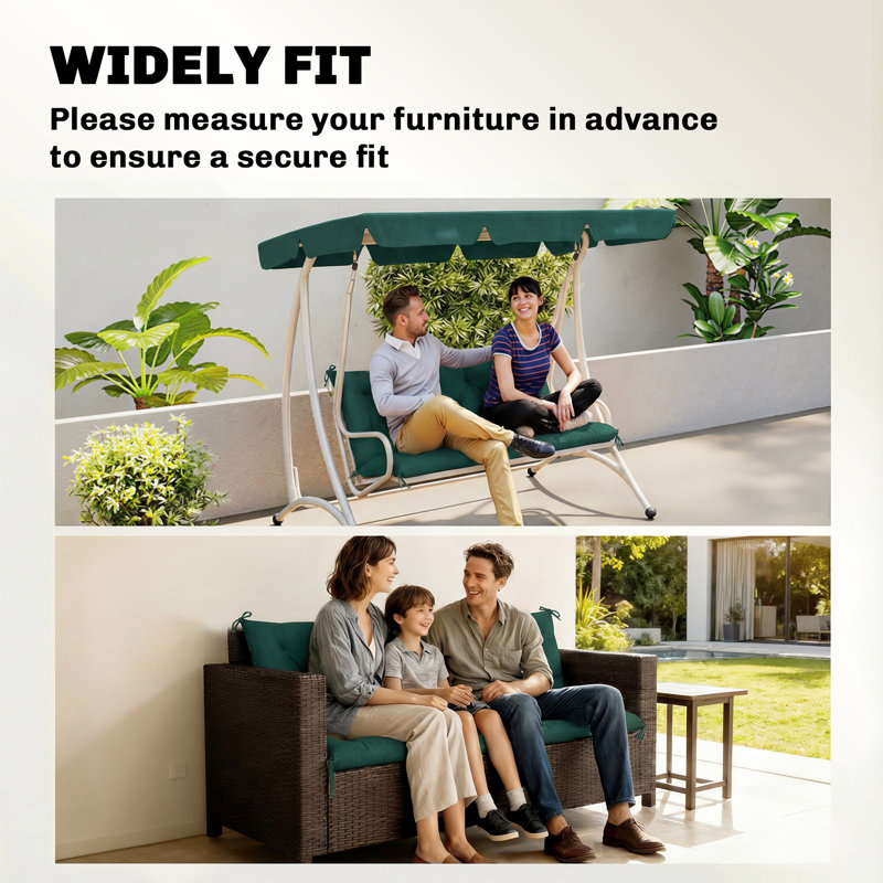 Outdoor Seat Cushion, 150 cm W x 49 cm D, Green