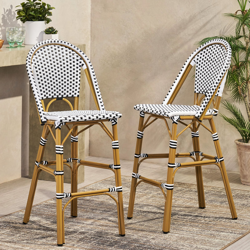 Guirlande de jardin française blanche et noire de 75 cm (29,5 po), cadre en aluminium au fini rouille, style rustique.