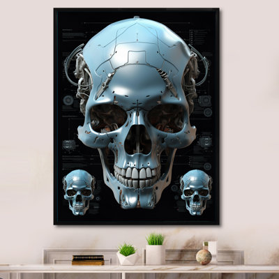 " Smiling Cyborg Skull Funky Halloween "