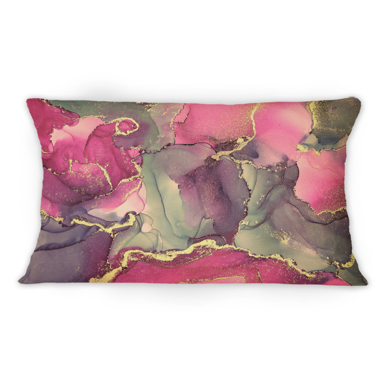 Coussin 12 "x 20", rose et noir
