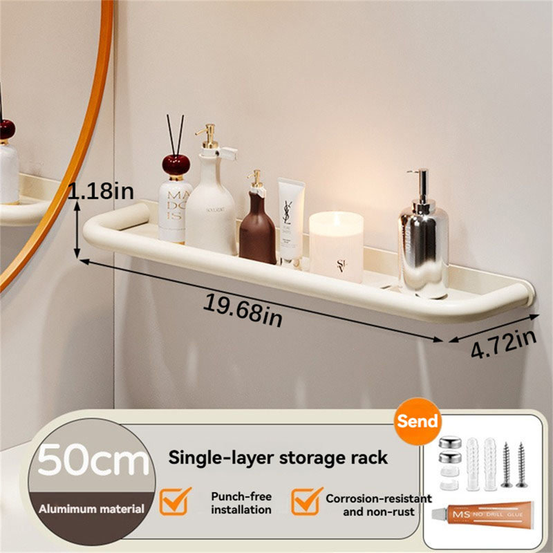 Tablette d'angle sans perçage pour salle de bain, H 4,72 po x l 19,68 po x P 1,18 po