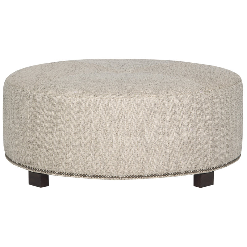 Michael Weiss Reynolds 42.5" Wide Round Cocktail Ottoman, Tuck Graphite Crypton®, Dove Gray, Yes