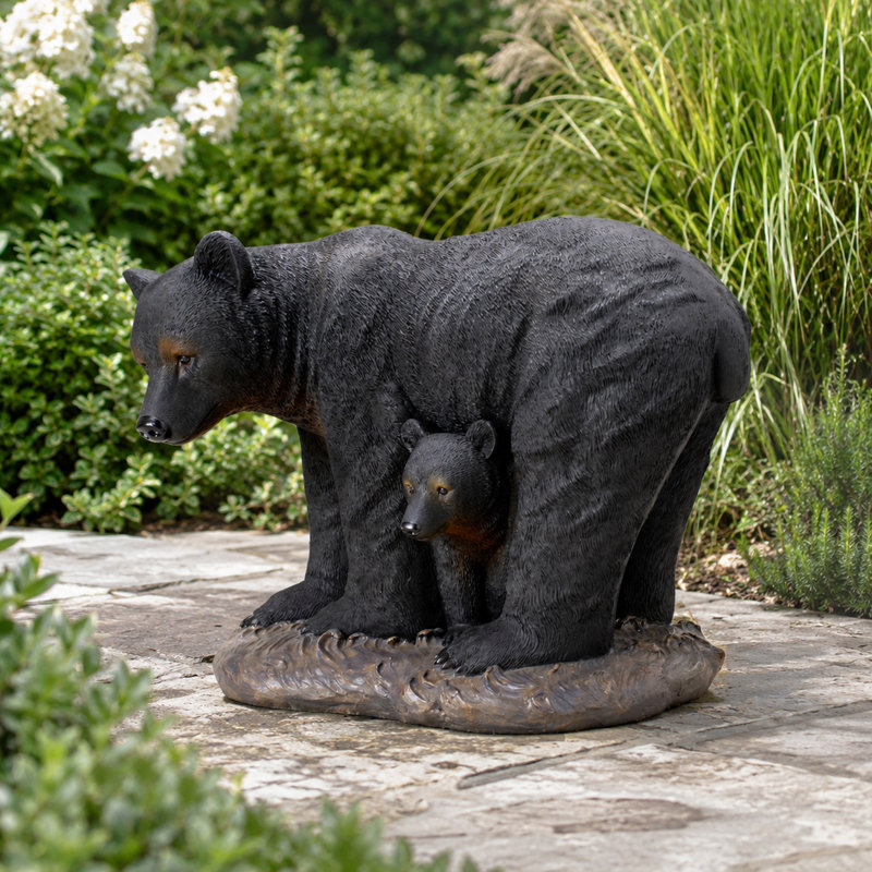 Statue de jardin ours avec ourson