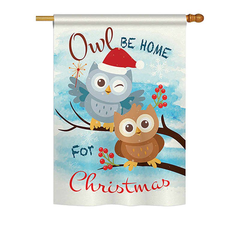 40 x 28 po en polyester hibou xmas winter impressions de noël à 2 côtés ensemble de drapeau