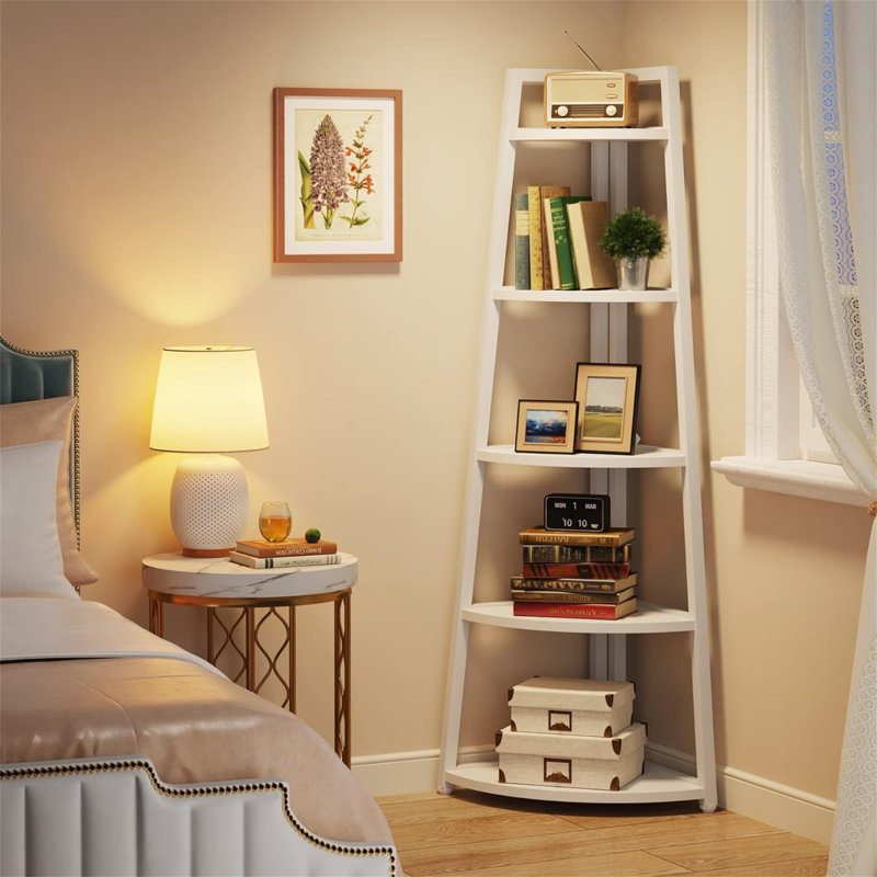 70.07" Tall Corner Shelf, White