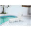 Chaise longue d'extérieur avec texture bois, chaise longue surdimensionnée à 5 positions, PEHD, chaise longue de patio avec roues et porte-gobelet pour piscine, terrasse, bord de piscine, blanc