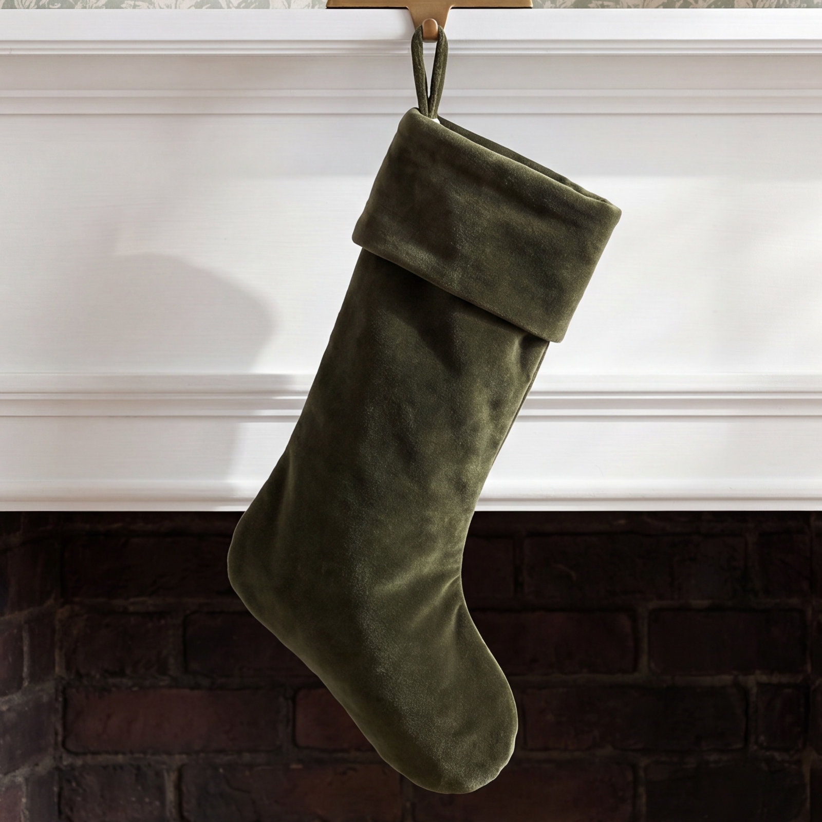 The Twillery Co.® Kelly Velvet Stocking, Sage Green