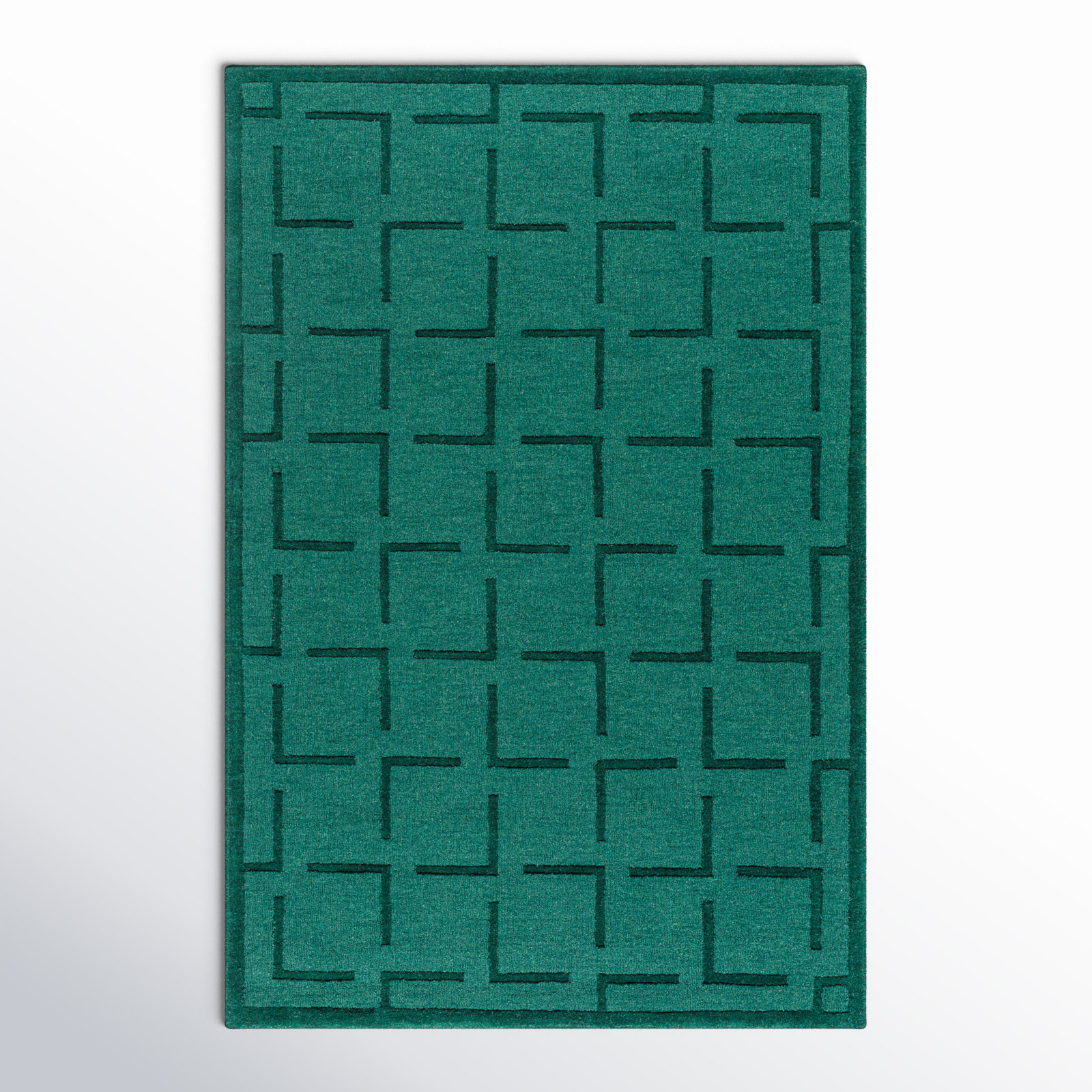 Loretto Hand Loomed Wool Green Rug, Rectangle 2' x 3'