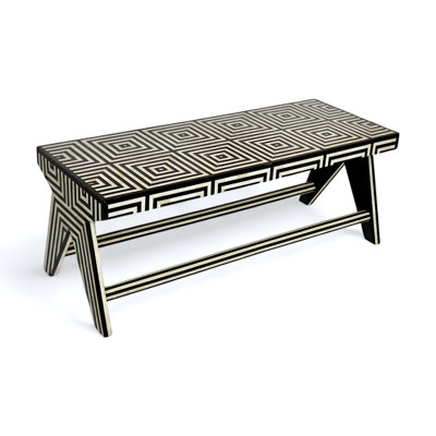 GEOMETRIC PATTERNED BONE INLAY BENCH