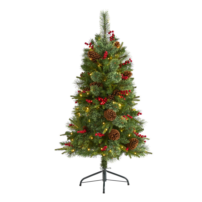 Lighted Artificial Christmas Tree, 4' H