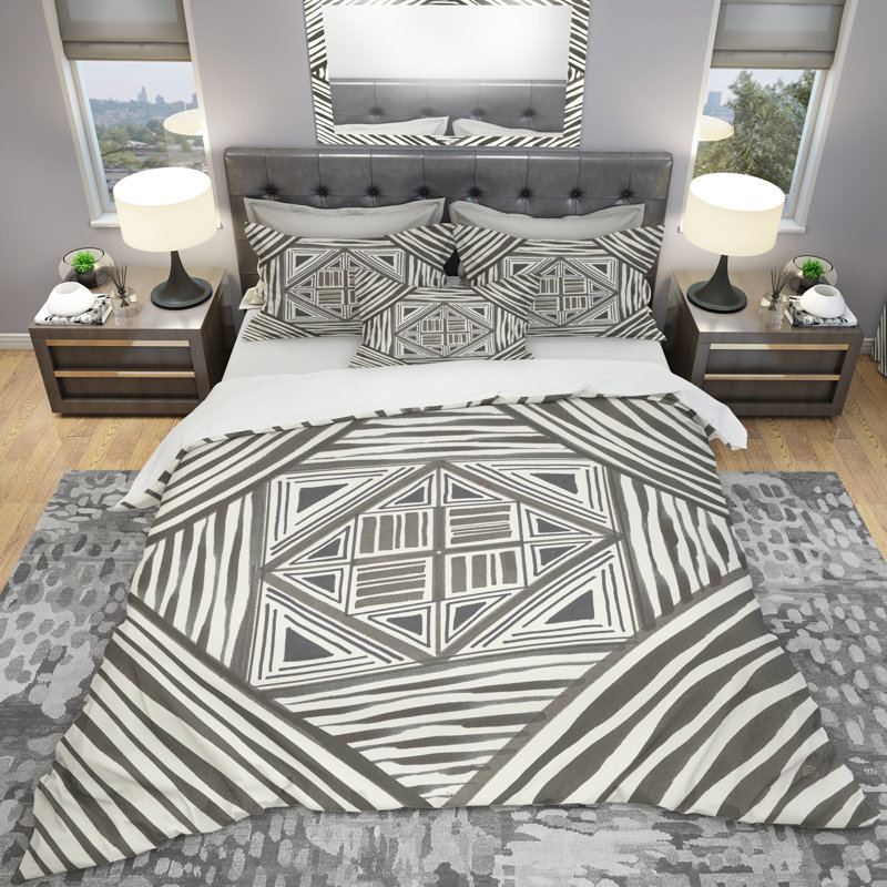 Ensemble de housse de couette à géométrie minimaliste graphics ii, Housse de couette très grand + 2 taies décoratives