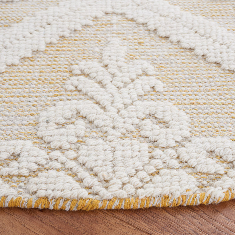 Vermont Hand Woven Wool Damask Rug, Rectangle 4' x 6'