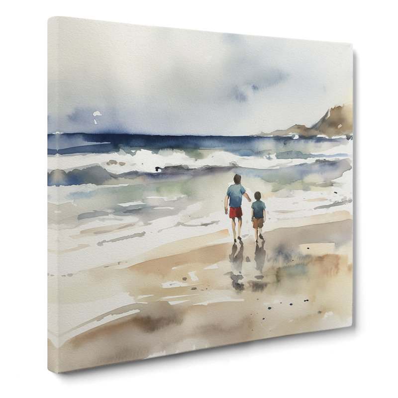 Beach Watercolour No.1 - No Frame Print, 35cm H x 35cm W x 3cm D