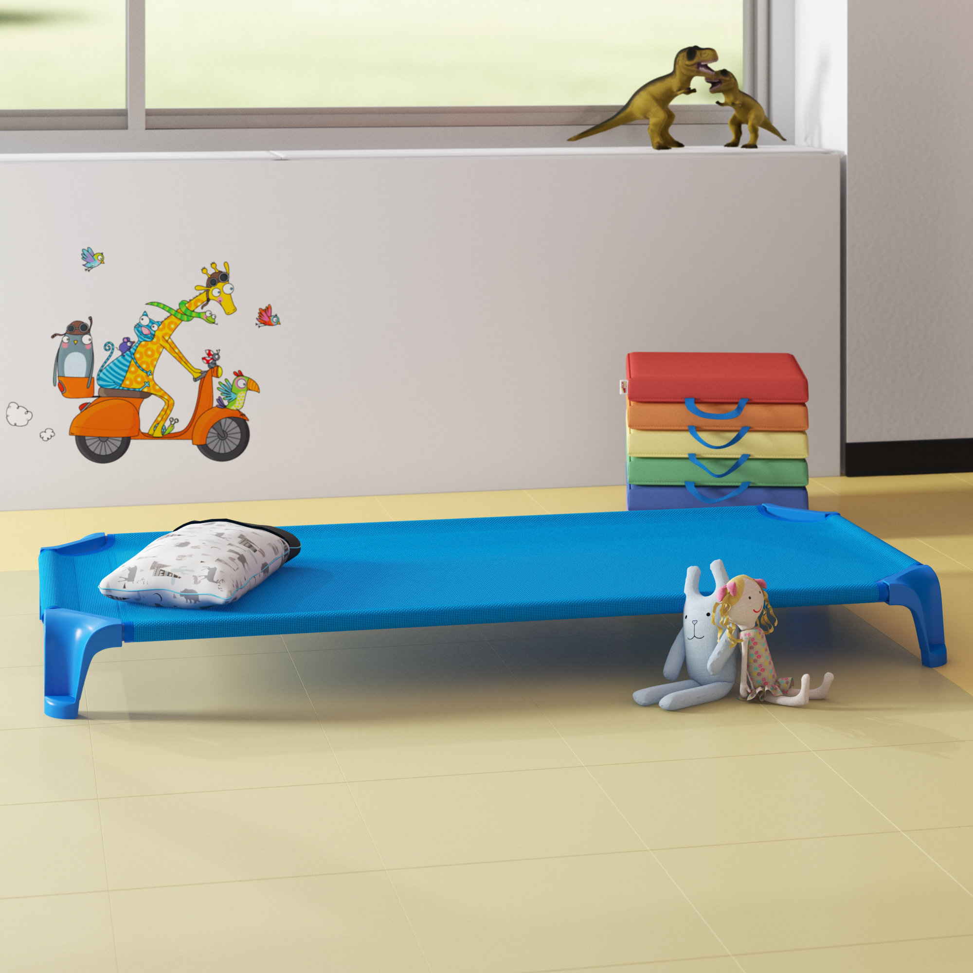 Sprogs Heavy-Duty Mesh Fabric Stackable Daycare Cots (Set of 4 ...