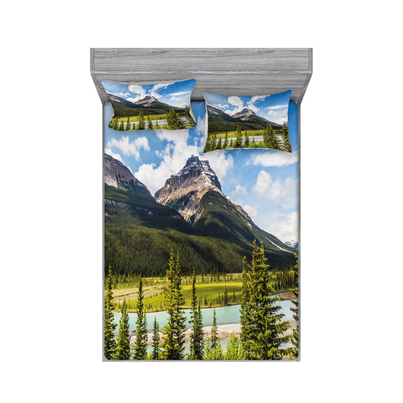 Ensemble de draps Canadian Nature Cliff High Tops and Ranges in Spring Day, Ensemble de draps grand lit + 2 taies d'oreiller