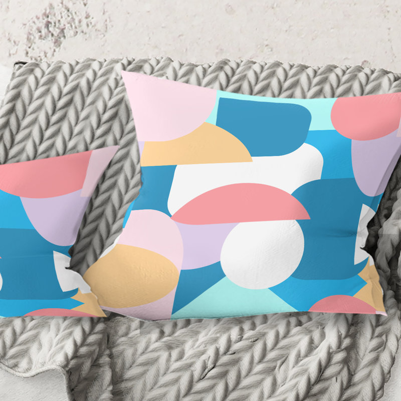 Coussin décoratif rétro à motif géométrique abstrait II - Mid-Century, 16 po x 1 po