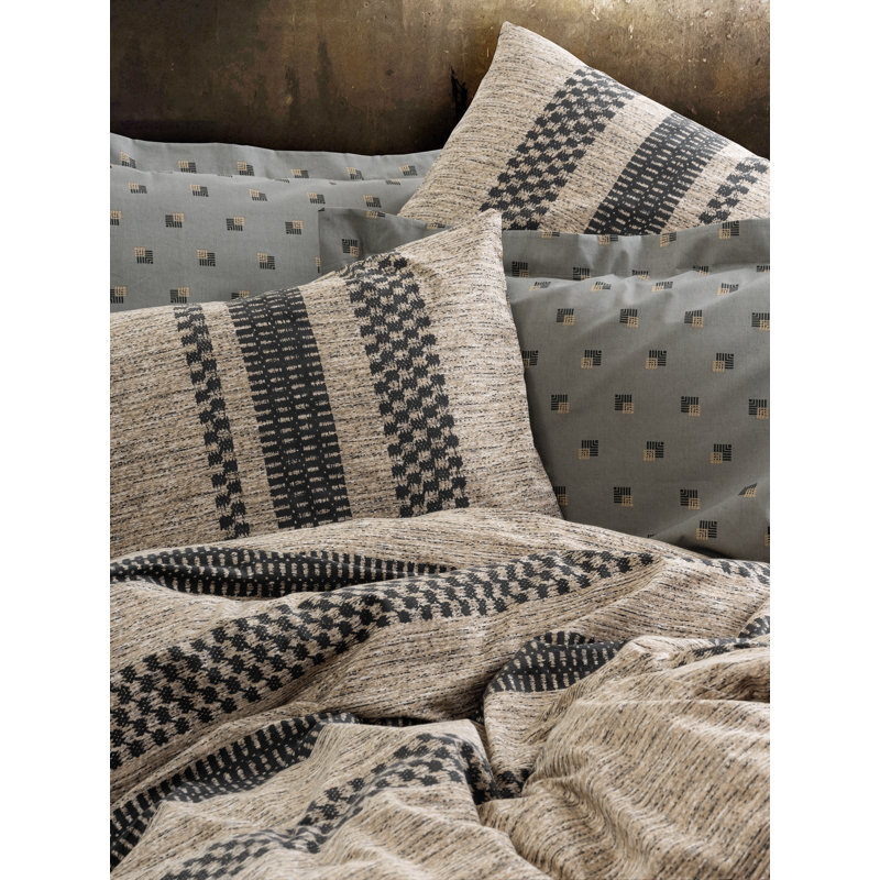 Premium Cotton Ranforce Single Quilt Cover Set, Brown/Black/Grey | Includes 63 x 87 Duvet Cover, 63 x 94 Flat Sheet & 20 x 28 Pillowcase | 145 Thread Count, Pigment Printed, Machine Washable, Stylish & Durable Design
