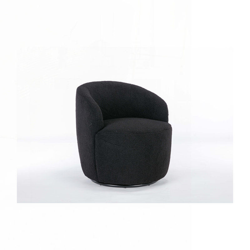 Swivel Barrel Chair, Coffee Brown Teddy Fabric