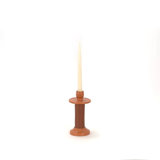 Large Leather Wrapped Candle Holder - terracotta