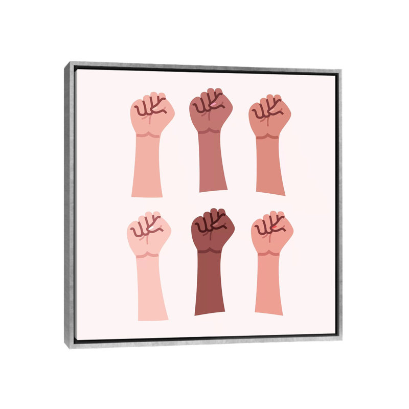 «Hands up» par Elad Shagrir - impression d'art graphique, Aucun mat, Silver Framed Canvas, 26" H x 26" W x 1.5" D