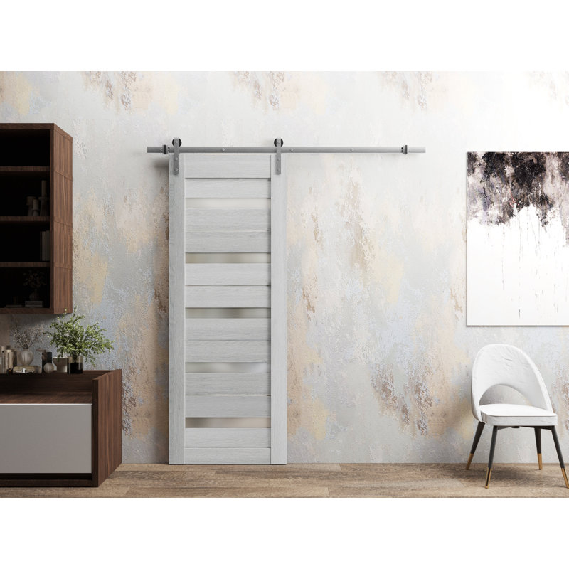 Porte de grange robuste en verre givré Quadro, 24 po x 84 po