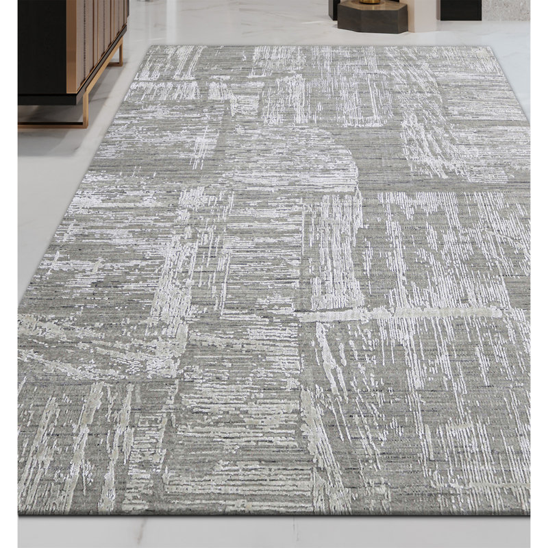 Linen Abstract Area Rug, Rectangle 10' x 14'