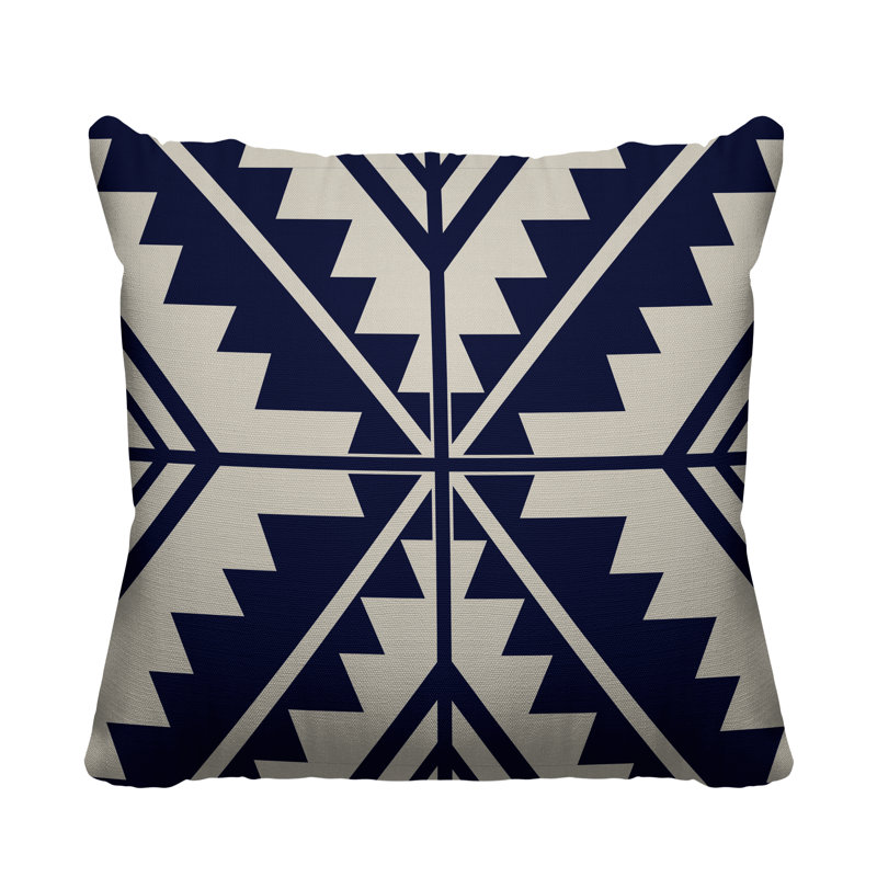 Coussin décoratif intérieur / extérieur Tala Southwestern, L 15 po x H 15 po, Bleu marine