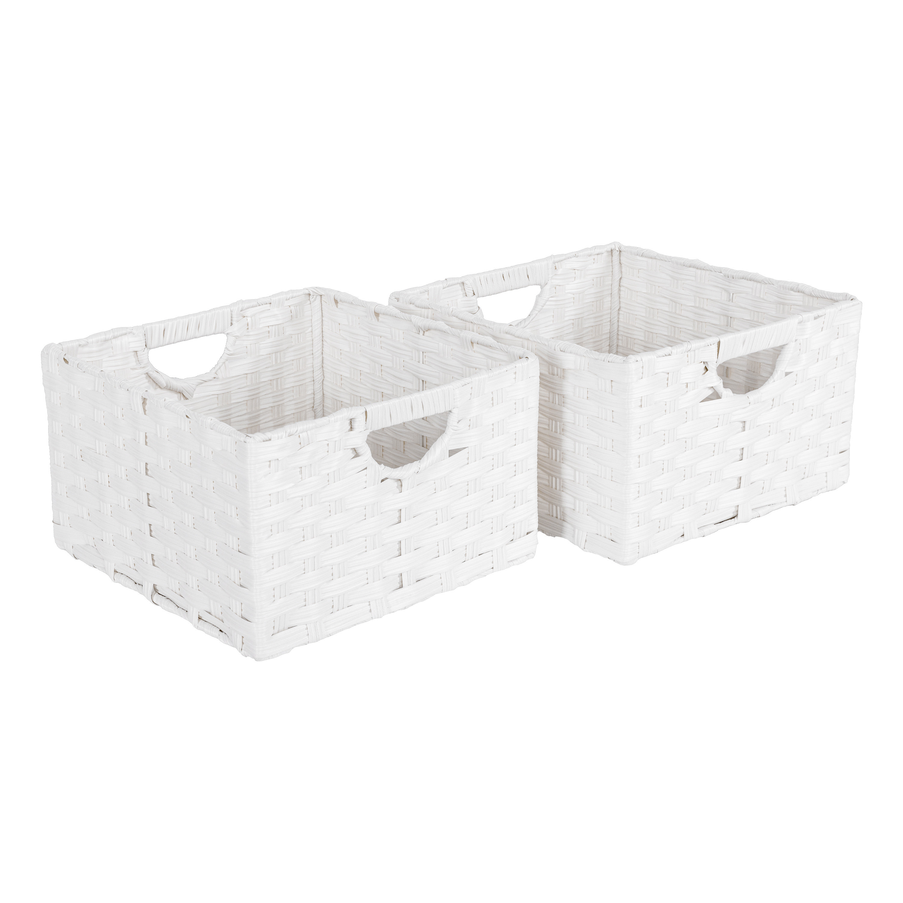 2-Pack White Storage Bin with Bamboo Lid