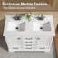 Ensemble de meuble-lavabo double 48 po avec comptoir en quartz blanc Carrara, lavabos sous le comptoir, portes et tiroirs à fermeture en douceur-996057465