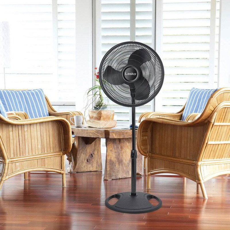 Lasko 3-Speed Adjustable Tilting Oscillating Standing Pedestal Fan, Black