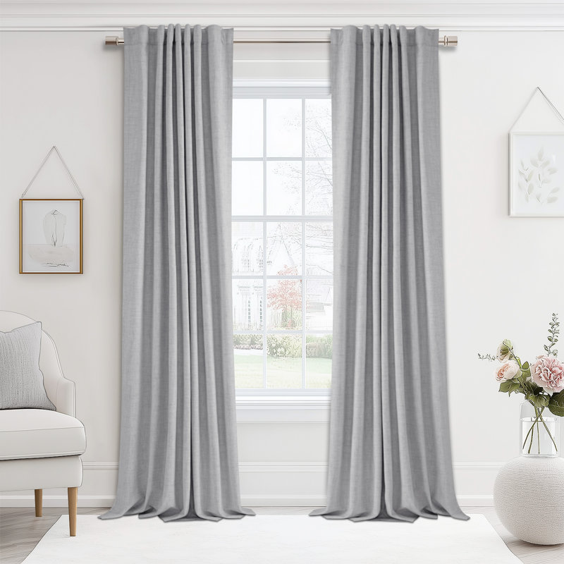 Cadnite 50" W Thermal 100% Blackout Linen Textured Curtain Panels, 50" W x 72" L, Gray