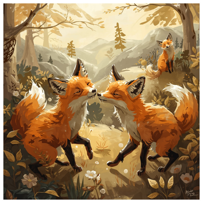 Rideaux de douche Foxs In Forest Scene, L 70 po x H 72 po